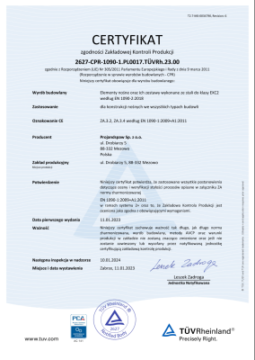 EN 1090-1,2 — Potwierdzenie wymagań dla elementów nośnych wykonanych ze stali dla klasy EXC-2