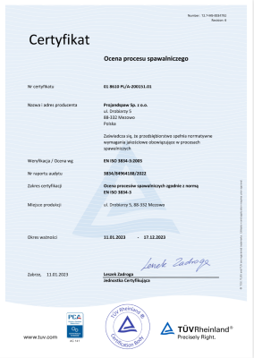 PN EN ISO 3834-3 – Wymagania jakościowe obowiązujące w procesach spawalniczych